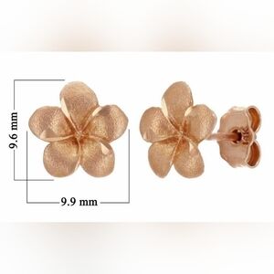 Pure GOLD - 14k Rose Gold Hawaiian Plumeria Stud Earrings